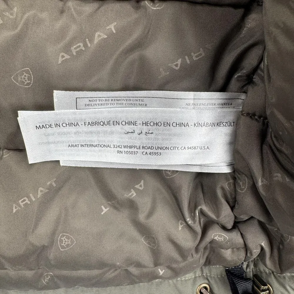 Ariat Vest Mens Medium Green Quilted Insulated Wind Water Resistant Outdoor